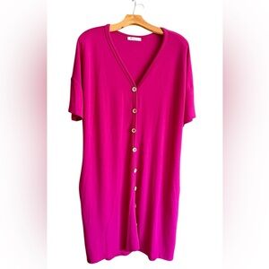 Elegant Pink Button-Down Dress